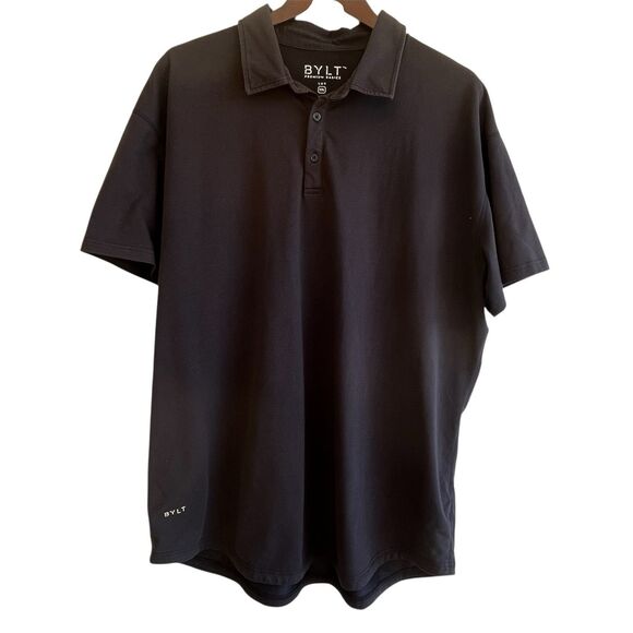 Bylt Mens Drop Cut Lux Polo Shirt Size XXL Navy Blue Short Sleeve Stretch Casual - Picture 2 of 9